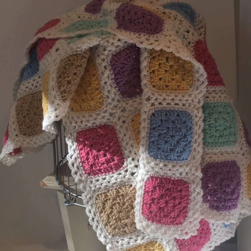 Afghan baby pastels with white Afghan